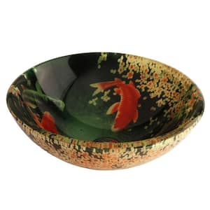 Koi and Lilies Glass Vessel Sink