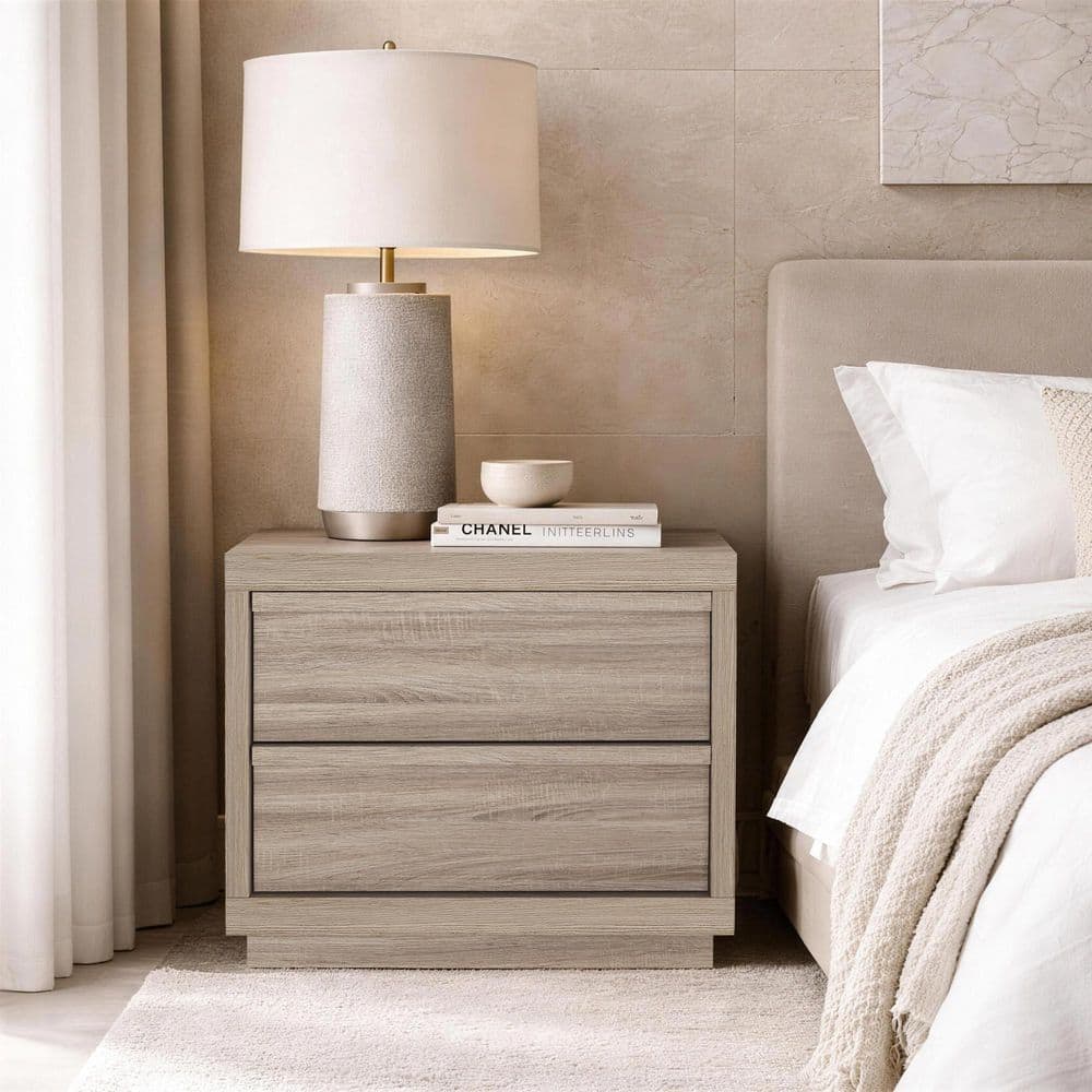 Manhattan Comfort Navis Contemporary Natural Oak 2-Drawer 26 in. W
