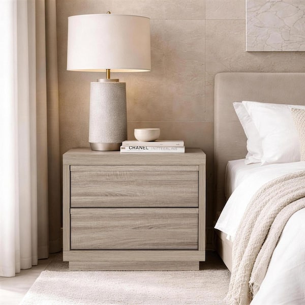 Manhattan Comfort Navis Contemporary Natural Oak 2-Drawer 26 in. W