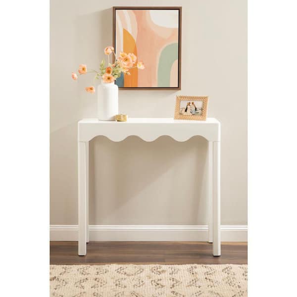 Kate and Laurel Maida 32 in. White Rectangle Wood Console Table