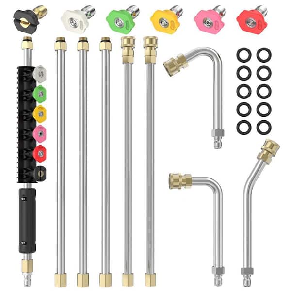 8 ft. 4000 Psi 1/4" Quick Connect Gutter Cleaning Tools, Pressure Washer Extension Wand with 6 Spray Nozzle Tips