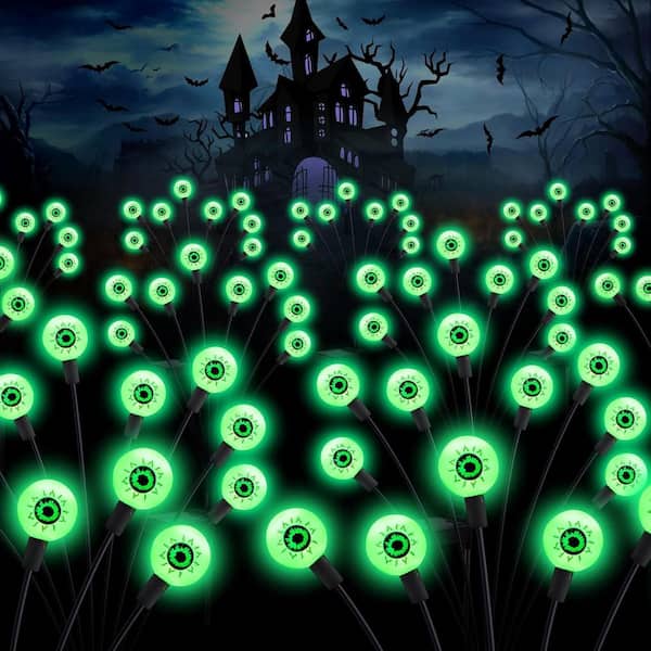 Solar Garden Lights – 4 Pack, 32 LED Outdoor Firefly Swaying Lights, Green, IP65 Waterproof, For Patio, Pathway, Yard & Halloween Decor
