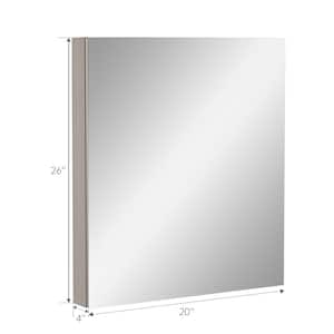20 in. W x 26 in. H Rectangular Satin Chrome Aluminum Recessed/Surface Mount Medicine Cabinet with Mirror