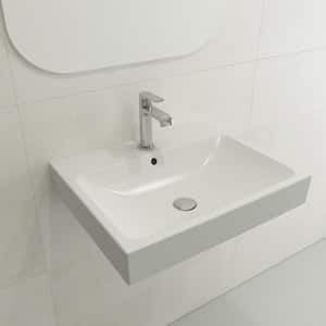 Scala Arch 23.75 in. 1-Hole Matte White Fireclay Rectangular Wall-Mounted Bathroom Sink