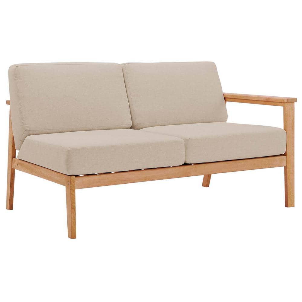MODWAY Sedona Outdoor Patio Eucalyptus Wood RightFacing Loveseat in Natural Taupe EEI3678NAT