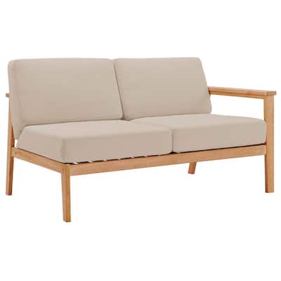 Natural White Right-Facing Sofa Modway EEI-1149-NAT-WHI-SET Marina Premium Grade A Teak Wood Outdoor Patio 