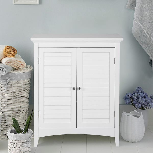 Teamson Home Glancy 26 in. W x 13 in. D x 32 in. H Freestanding Two-Door Floor Storage Linen Cabinet in White