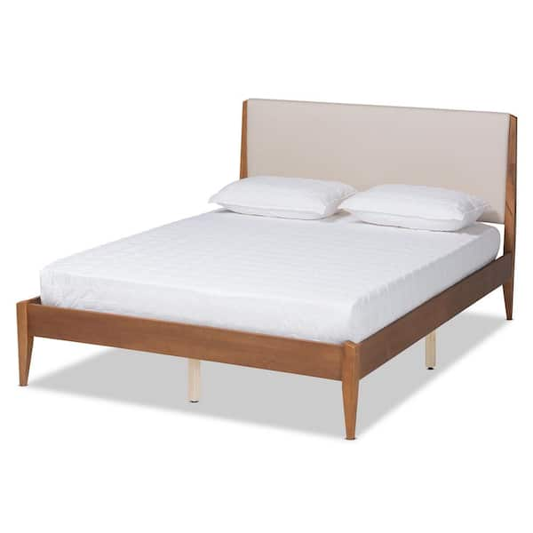 Baxton Studio Lenora Beige and Walnut Brown Full Platform Bed 197