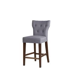 Hayes 25 in. Grey Wood Counter Stool with Tufted Back