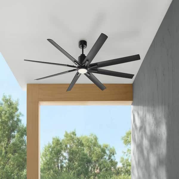 Kensgrove II 84 in. Smart Indoor/Covered Outdoor Matte Black Ceiling Fan with Remote Included Powered by Hubspace