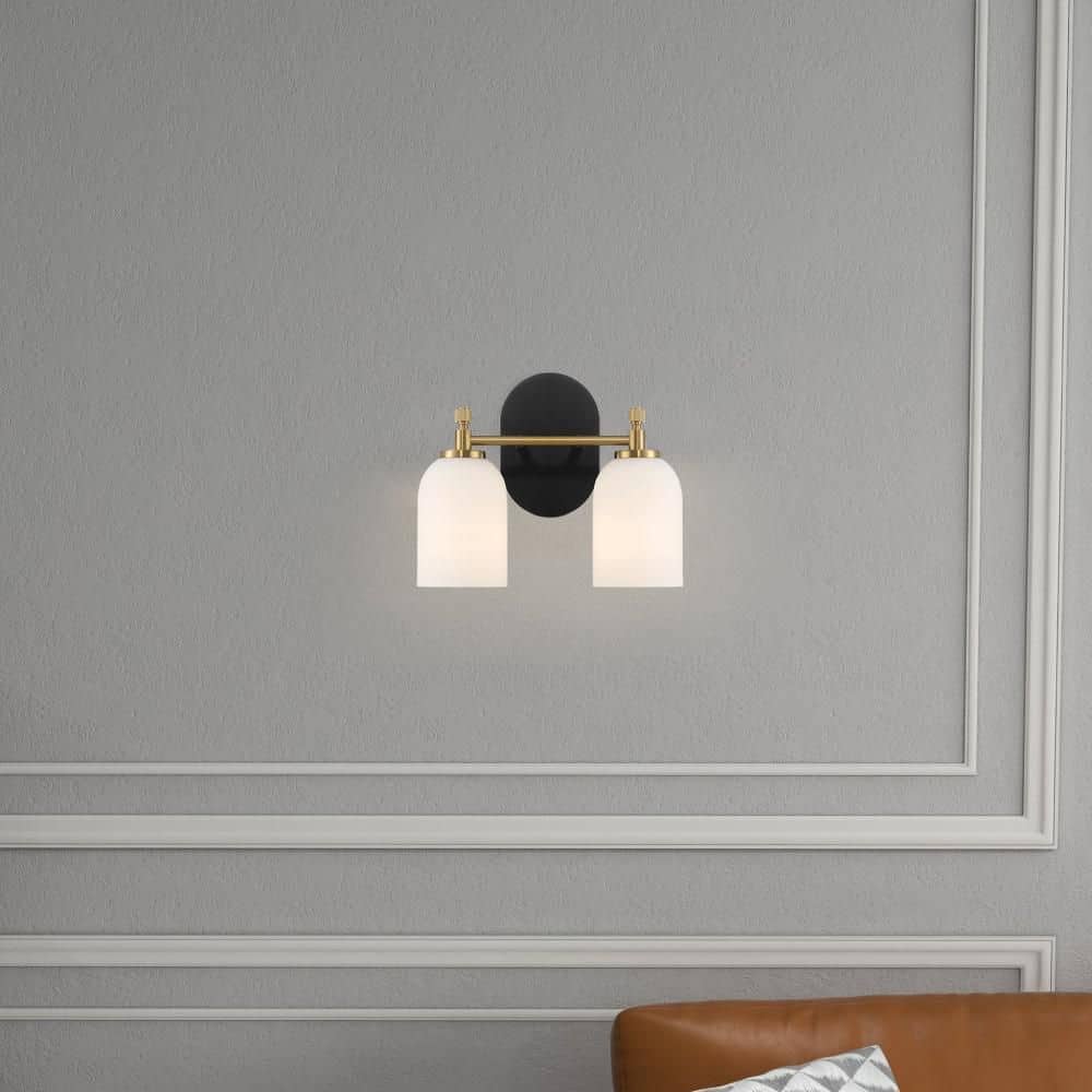 6 in. Bathroom Vanity Lights Fixture 2-Light Gold with White Glass Shade, for Bathroom Light Over Mirror Wall Sconce price history on PriceWatchPro