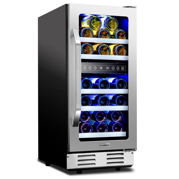 Ivation 15 In 29 Bottle Dual Zone Compressor Built In Wine And Beverage Cooler Ivbwcc291dsswh The Home Depot