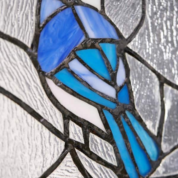 River of Goods Blue Jay Stained Glass Window Panel 20157