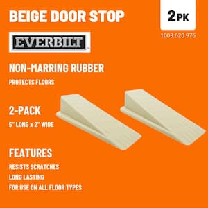 Heavy-Duty Beige Rubber Door Stop (2-Pack)