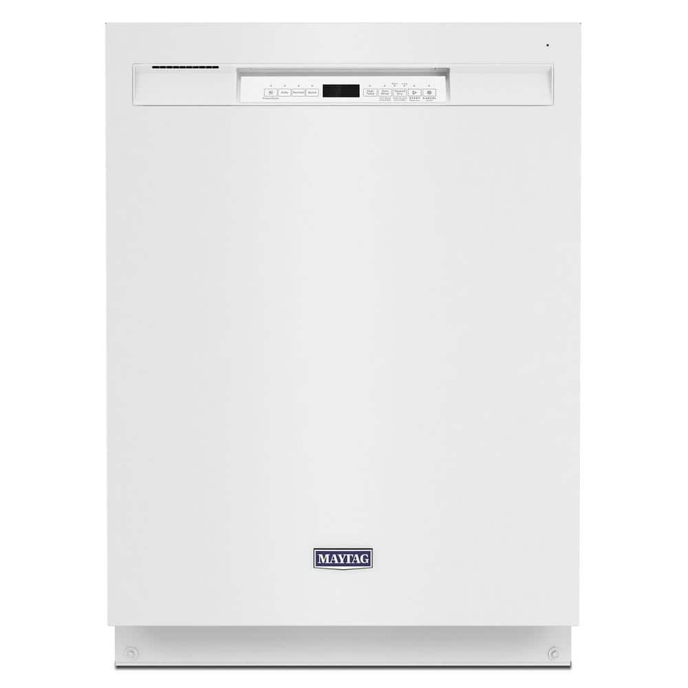 Maytag 24 in. White Front Control Built-In Tall Tub Dishwasher with Stainless Steel Tub and Dual Power Filtration, 50 dBA