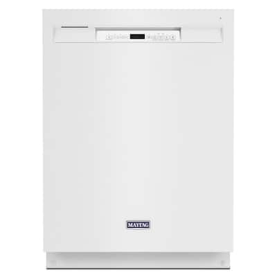 24 in. White Front Control Built-In Tall Tub Dishwasher with Stainless Steel Tub and Dual Power Filtration, 50 dBA