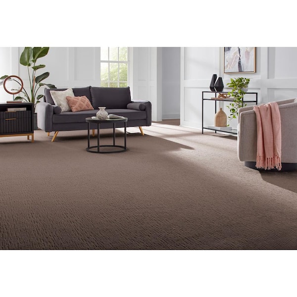 Allison Cove Cocoa Brown 39 oz. Triexta Pattern Installed Carpet