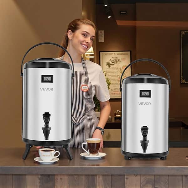 VEVOR Insulated Beverage Dispenser 3.2 gal./12L Stainless Steel Thermal Drink Server Suitable for Hot and Cold Drinks (2-Pack)