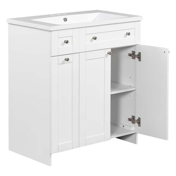 Aoibox 30 in. W White Bathroom Vanity with Single Sink, Combo Cabinet Undermount Sink, Bathroom Storage Cabinet Vanities