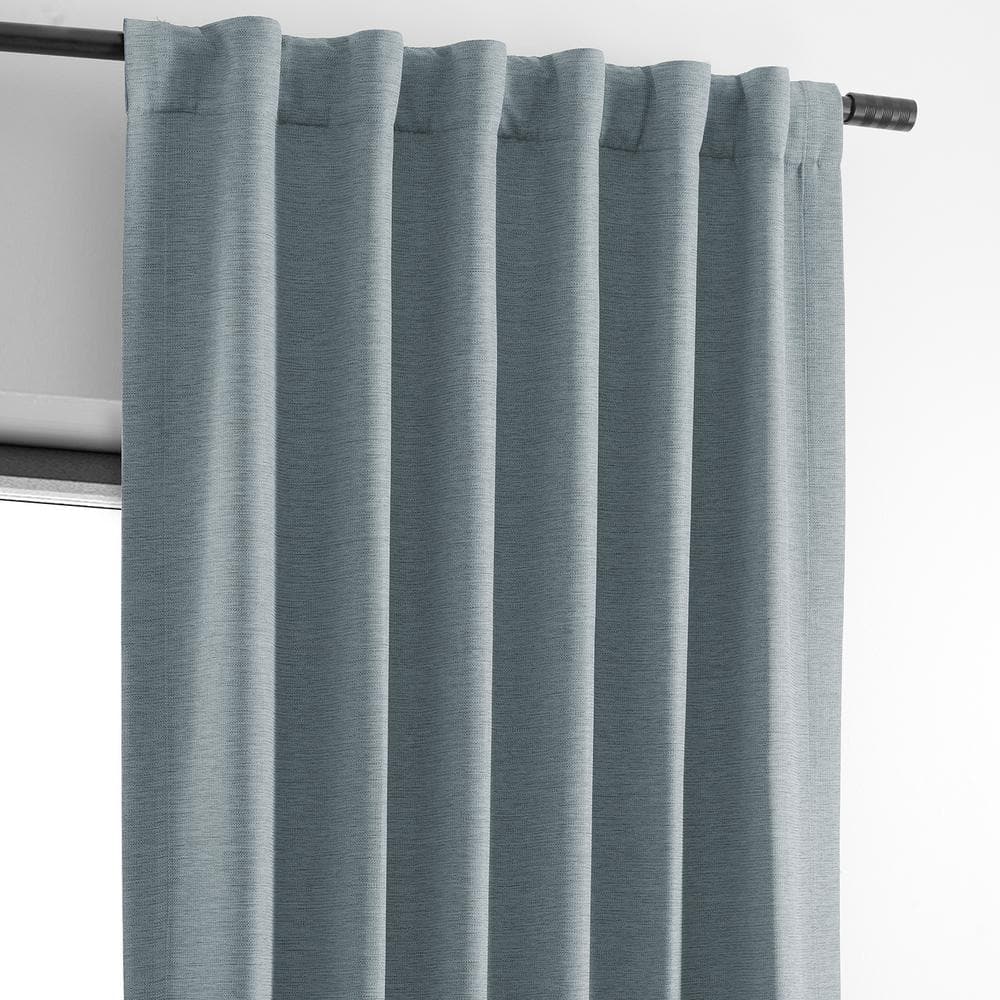 Gulf Blue Polyester Blackout Puddle Length Window Panel