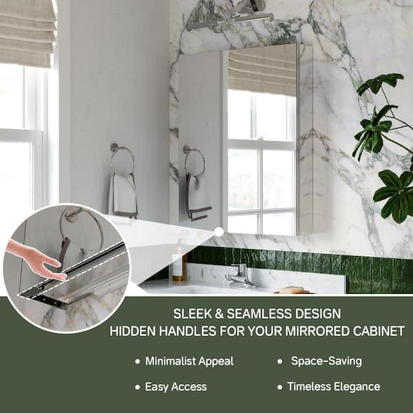 24 in. W x 30 in. H Rectangular Left Swing Aluminum Medicine Cabinet with Mirror