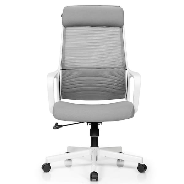 Gray Adjustable Mesh Office Task Chair Heating Lumbar Support Headrest