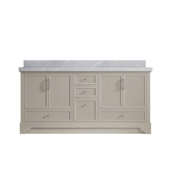 Willow Collections Alys 72 in. W x 22 in. D x 36 in. H Double Sink Bath Vanity in Fine Grain with 2 in. Pearl Light Gray Qt. Top