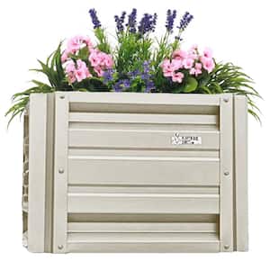 24 inch by 24 inch Square Light Stone Metal Planter Box