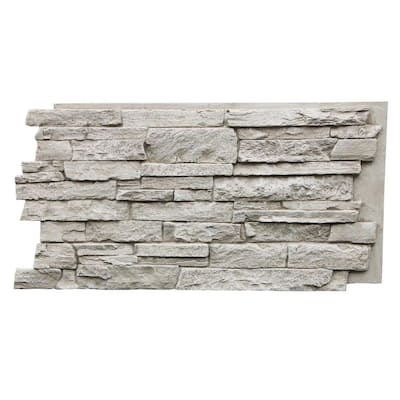 Canyon's Edge Faux Stack Stone 48-3/4 in. x 24-3/4 in. Biscotti Tan Class A Fire Rated Urethane Siding Panel