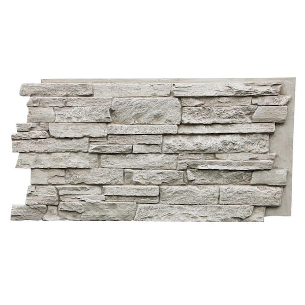 Canyon's Edge Faux Stack Stone 48-3/4 in. x 24-3/4 in. Faux Stone Siding Panel Finished Biscotti Tan Interlocking Panel