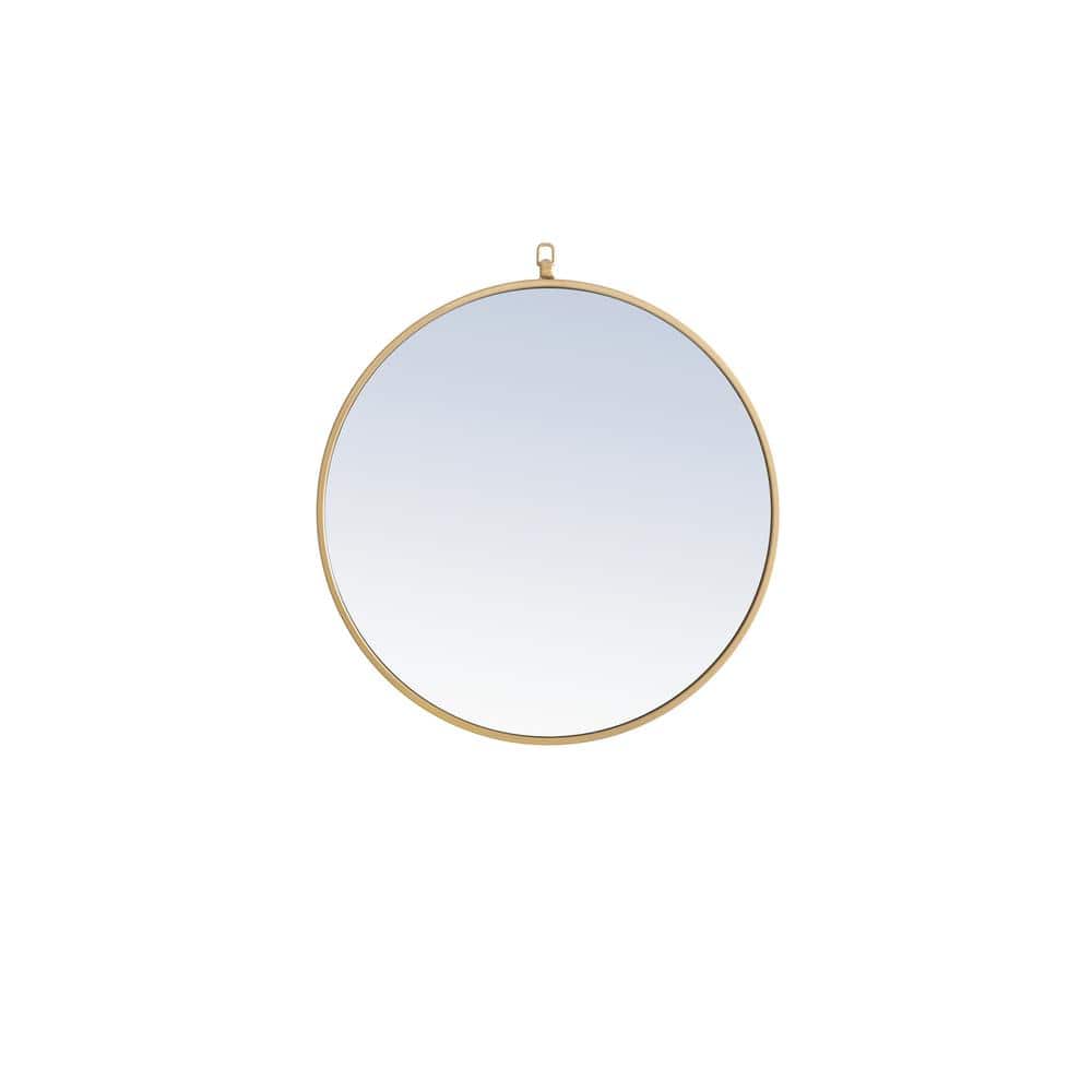 Medium Round Brass Modern Mirror (24 in. H x 24 in. W)
