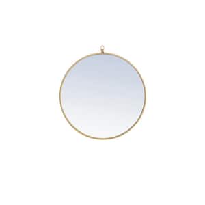 Medium Round Brass Modern Mirror (24 in. H x 24 in. W)