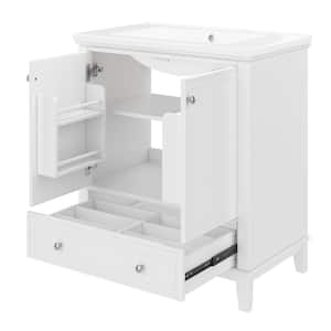 30 in. W x 18.1 in. D x 33.8 in. H Bathroom White Linen Cabinet