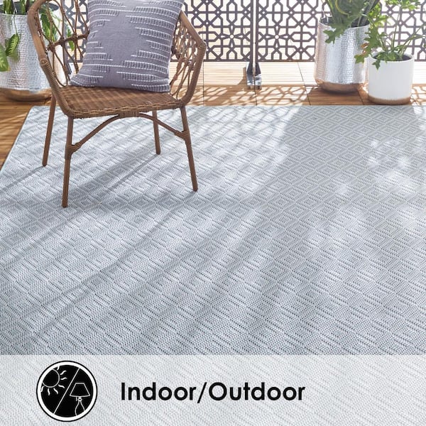 Tripoli Lydia Blue/Cream 6 ft. x 9 ft. Geometric Indoor/Outdoor Area Rug
