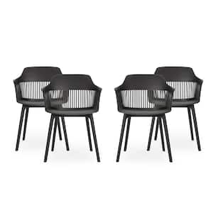 Dahlia Black Plastic Outdoor Dining Chair (4-Pack)