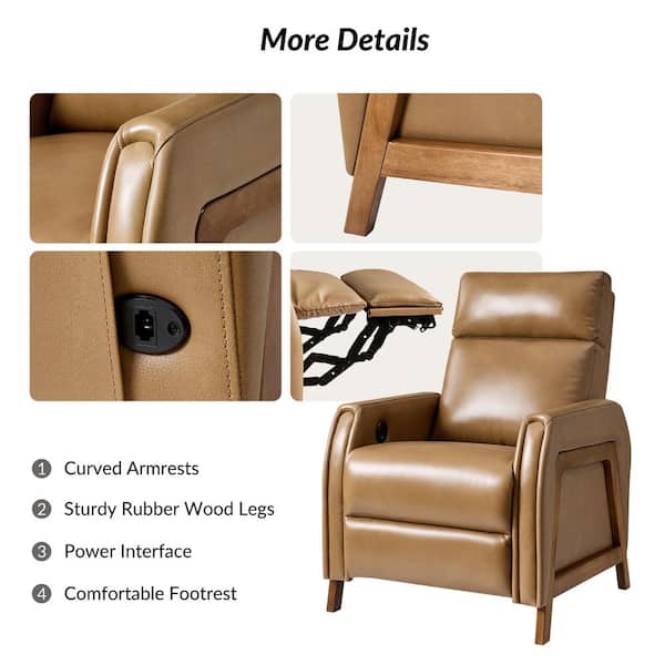JAYDEN CREATION Casica Camel 29 in. Genuine Leather Power Recliner