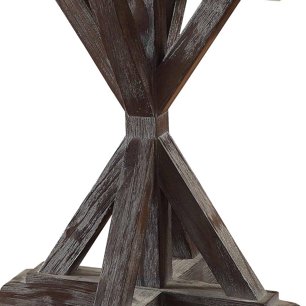 Romina Weathered Espresso Pine Wood & White Marble End Table