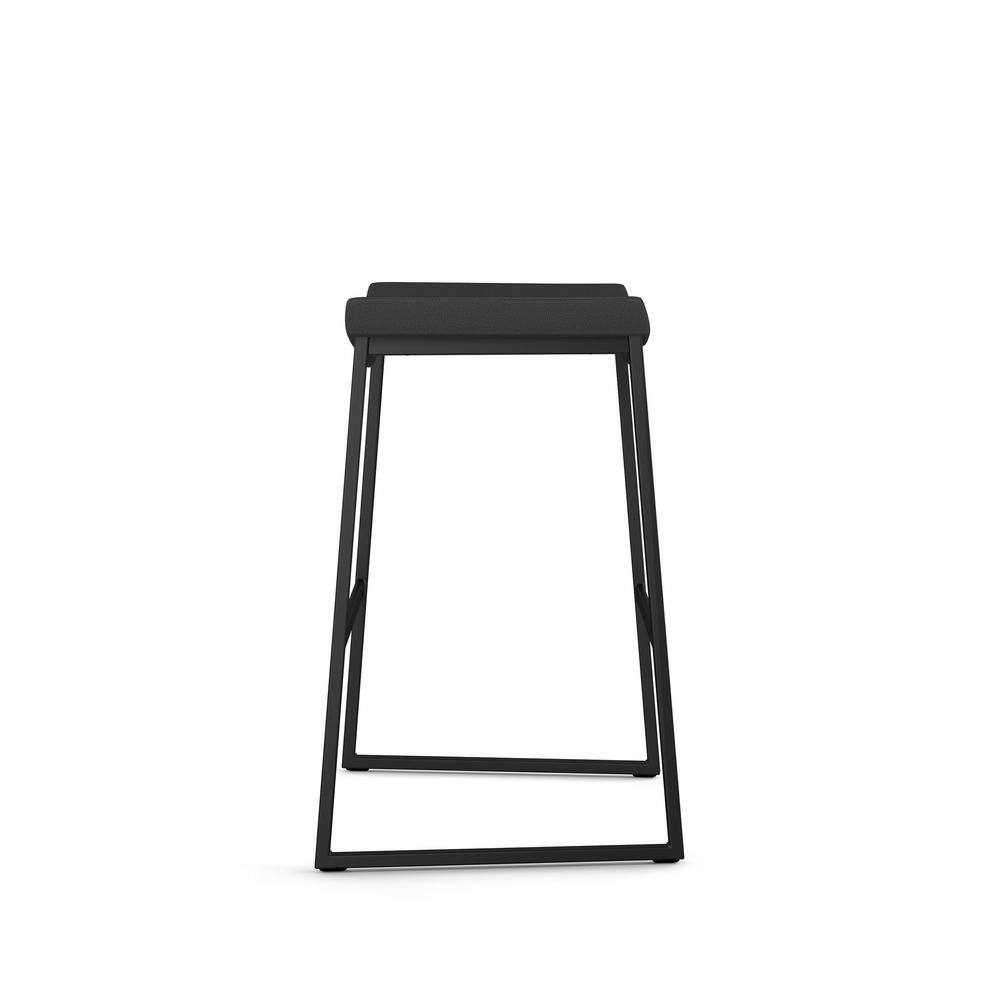 David 30" Black Faux Leather Backless Bar Stool