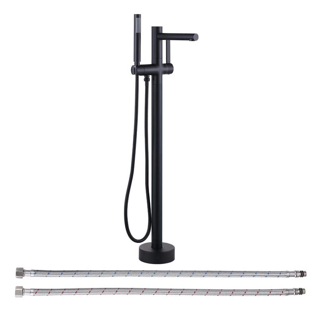 Single Handle Freestanding Tub Filler Faucet with Hand Shower 1.8 GPM in Matte Black price history on PriceWatchPro