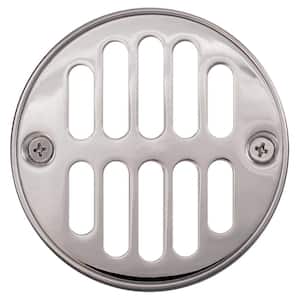 Round Brass Shower Strainer Grid Drain Cover with Crown Ring, Polished Chrome