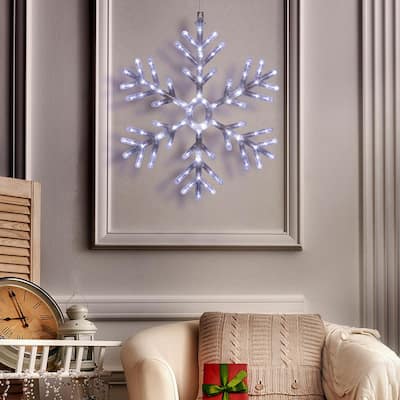 24 in. Tall Hanging Snowflake with LED Lights
