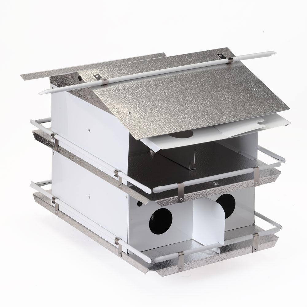 Aluminum Two-Floor White and Silver Purple Martin Bird House