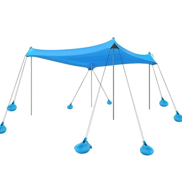 10 ft. x 10 ft. Blue Beach Tent Sun Shelter with UPF50+ Protection
