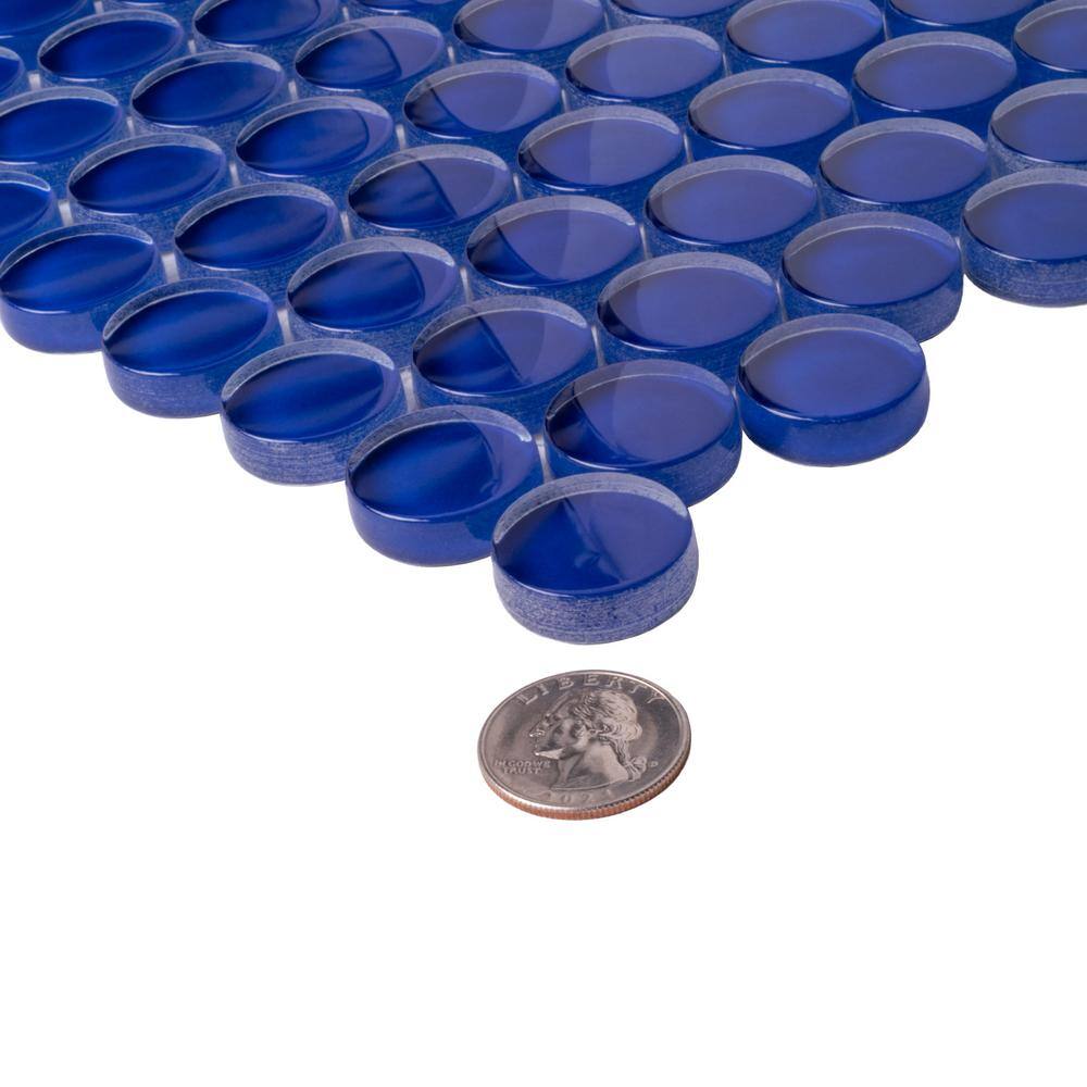 Cobalt Blue 12" x 12" Penny Round Glass Mosaic Tile