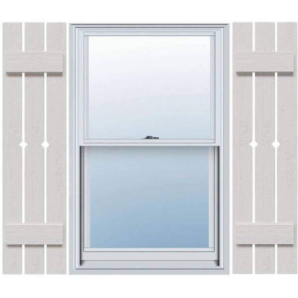 Ekena Millwork 17-1/8 in. x 70 in. Polyurethane Rustic 3-Board Spaced Board and Batten Shutters Faux Wood with Diamond Pair