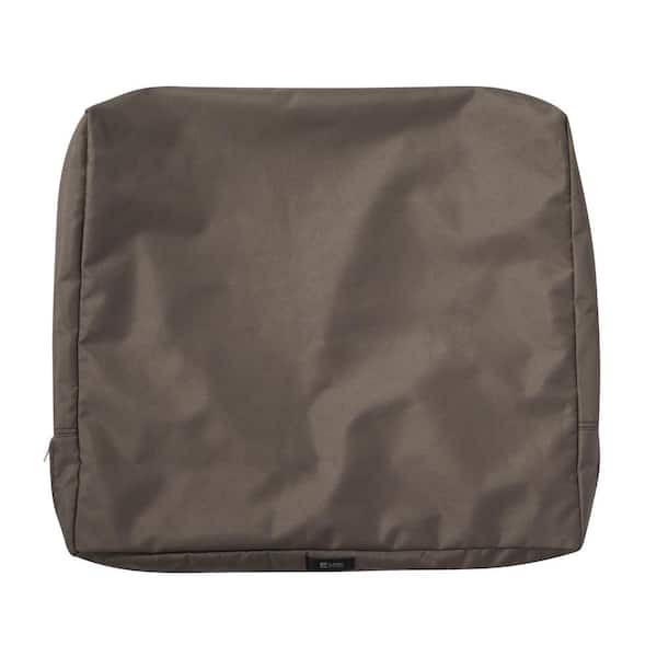 Classic Accessories Ravenna 23 in. W x 20 in. H x 4 in. D Patio Back Cushion Slip Cover in Dark Taupe