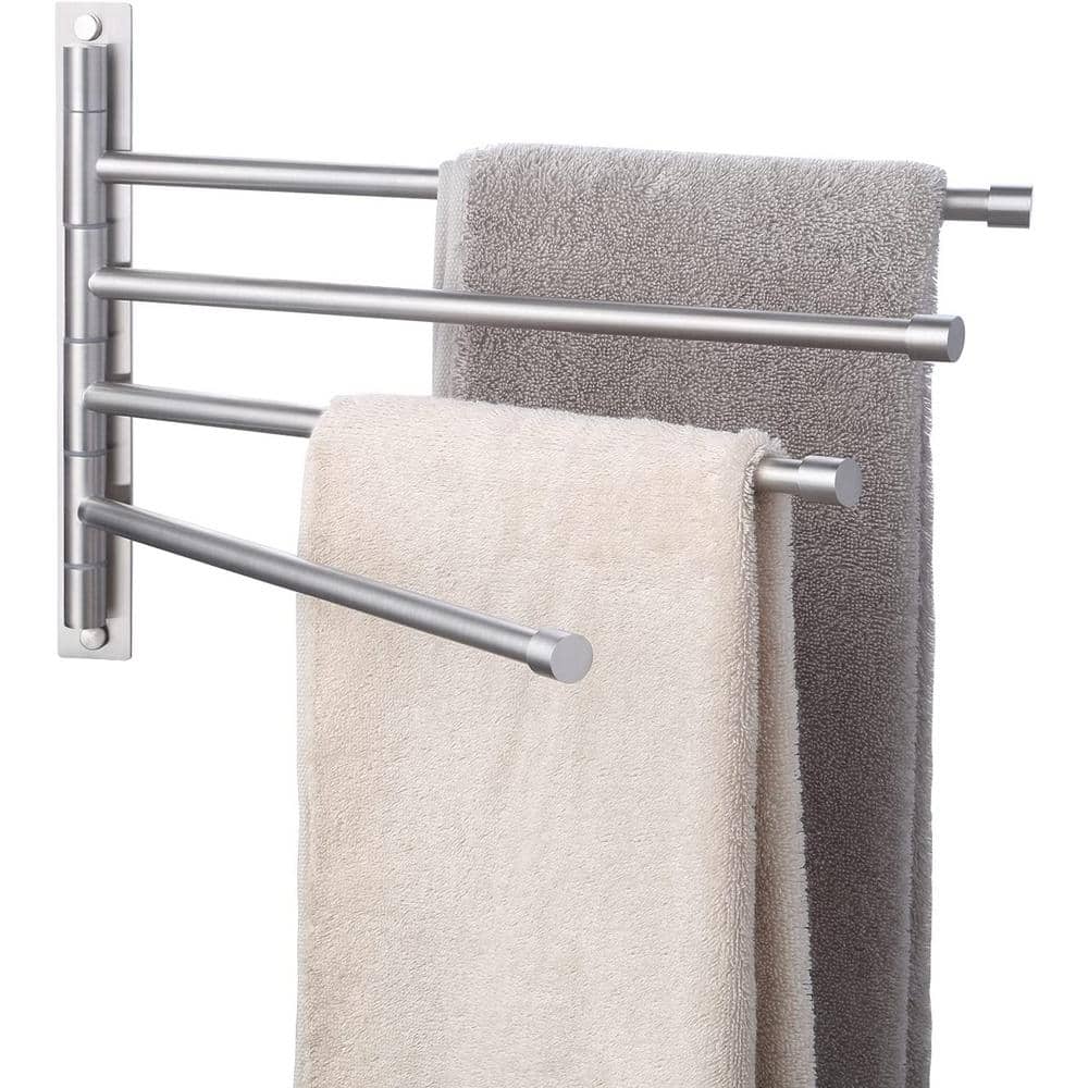 ACEHOOM 15 in. Wall Mount Bathroom Swivel Towel Bar with 4-Arm in