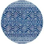 Tulum Navy/Ivory 9 ft. x 9 ft. Round Area Rug