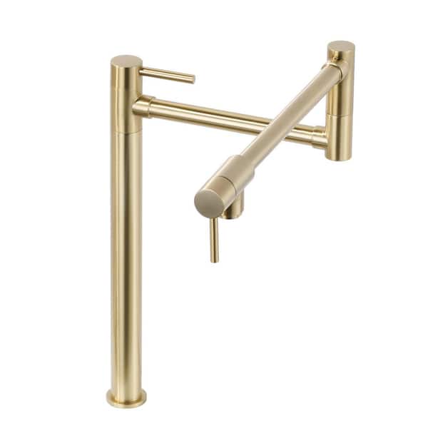 WOWOW Deck Mounted Pot Filler with Double Handle in Gold