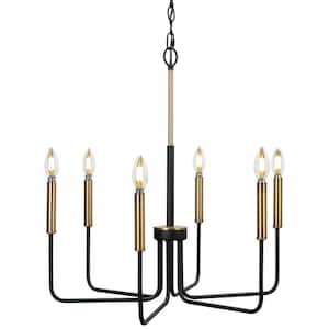 Lawrence 6-Light Black and Gold Candlestick Chandelier